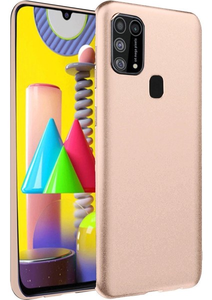 Buğz Samsung Galaxy M31 Kılıf Nano Içi Kadife Silikon - Pudra