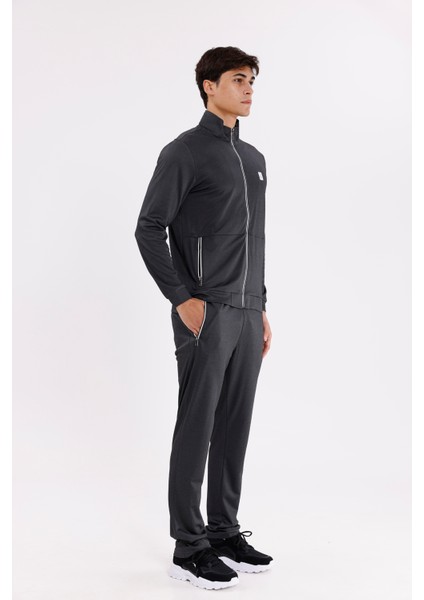 Dik Yaka Tam Fermuarlı Merserize Dokulu Şerit Detaylı Fermuarlı Cepli Rahat Kalıp Eşofman Takımı fırsatları