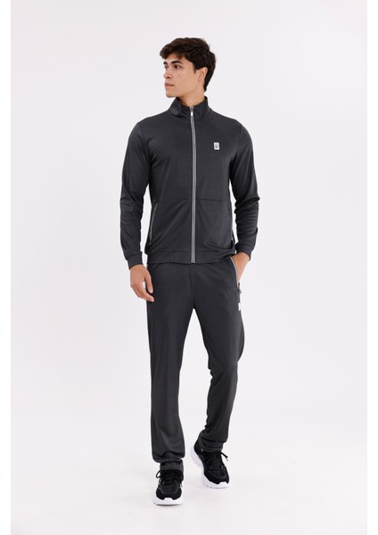 Dik Yaka Tam Fermuarlı Merserize Dokulu Şerit Detaylı Fermuarlı Cepli Rahat Kalıp Eşofman Takımı indirimleri