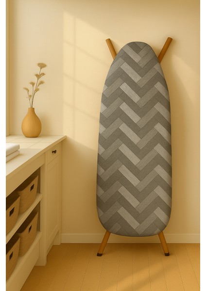 Ütü Masası Kılıfı Keçeli Siyah Zikzak Desen Battal Boy Xxl Pamuklu Yanmaz Üretim