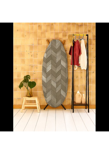 Ütü Masası Kılıfı Keçeli Siyah Zikzak Desen Battal Boy Xxl Pamuklu Yanmaz Üretim