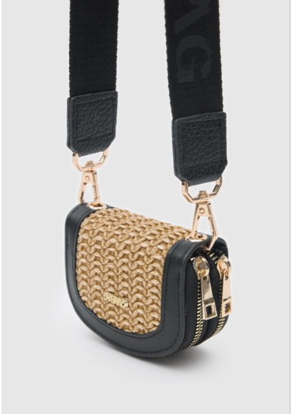 Kadın Askılı Siyah Hasır Çanta Cüzdan modelleri