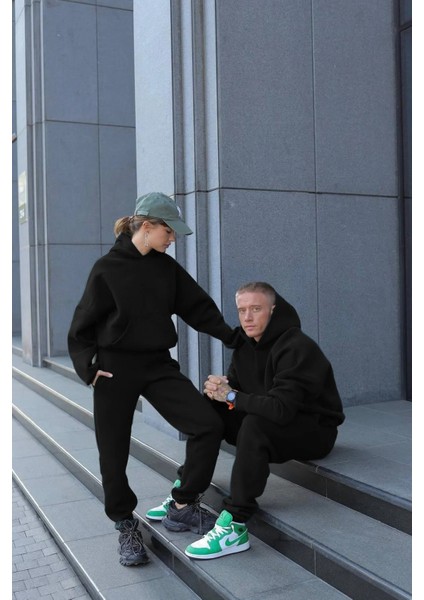 Kadın Erkek Çiftlere Özel 3 Iplik Kalın Oversize Kapüşonlu Eşofman Takımı – Tekli fiyatları