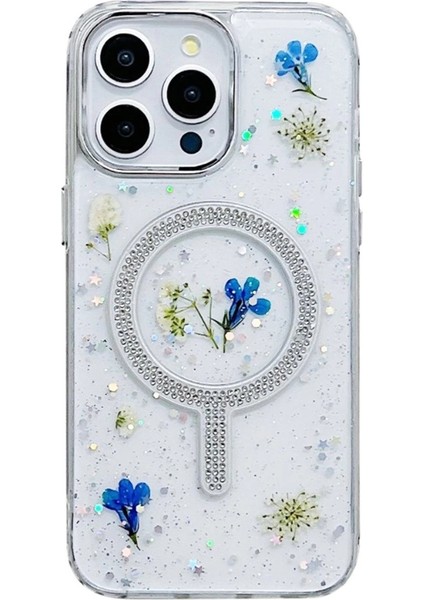 Buğz Newface Iphone 14 Pro Max Flower Magsafe Kapak - Krem