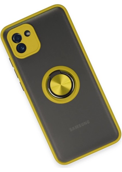 Buğz Samsung Galaxy A03 Kılıf Montreal Yüzüklü Silikon Kapak - Sarı modelleri