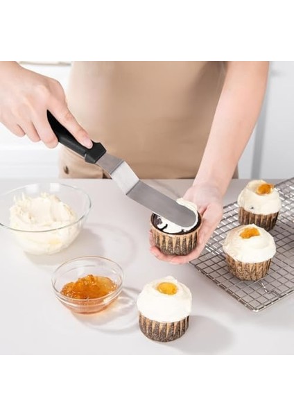 3 Lü Spatula Seti - Paslanmaz Çelik, Plastik Saplı, Pasta, Kek ve Için Profesyonel Spatula Takımı modelleri