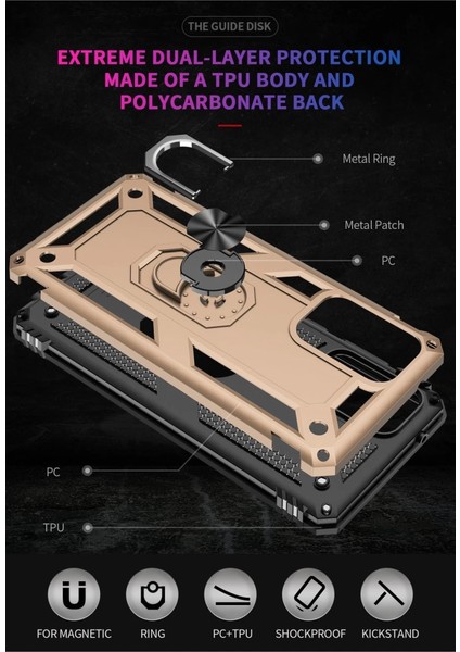 Buğz Samsung Galaxy A03S Kılıf Sofya Yüzüklü Silikon Kapak - Gold