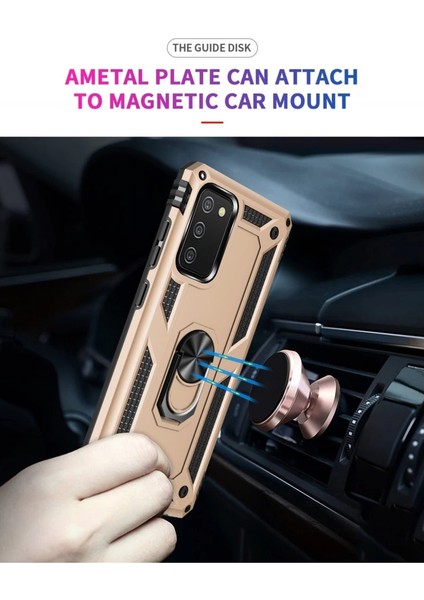 Buğz Samsung Galaxy A03S Kılıf Sofya Yüzüklü Silikon Kapak - Gold