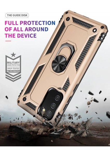 Buğz Samsung Galaxy A03S Kılıf Sofya Yüzüklü Silikon Kapak - Gold