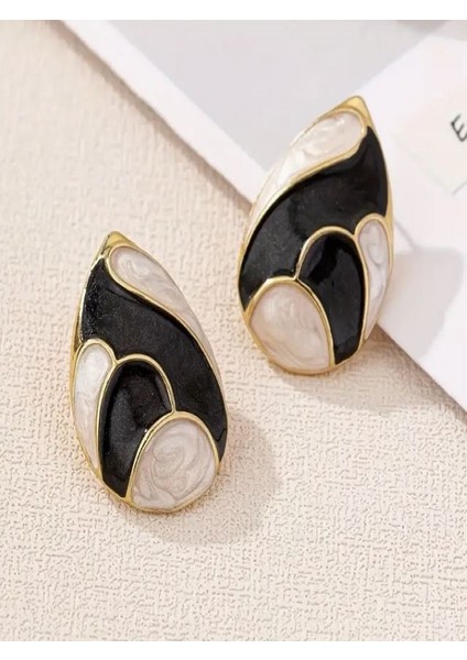 14K Altın Kaplama Renk Bloklu Damla Küpe fiyatları