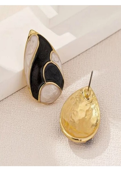 14K Altın Kaplama Renk Bloklu Damla Küpe modelleri