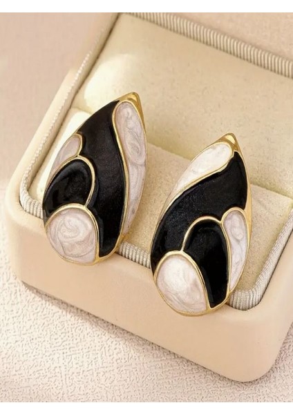 14K Altın Kaplama Renk Bloklu Damla Küpe fırsatları