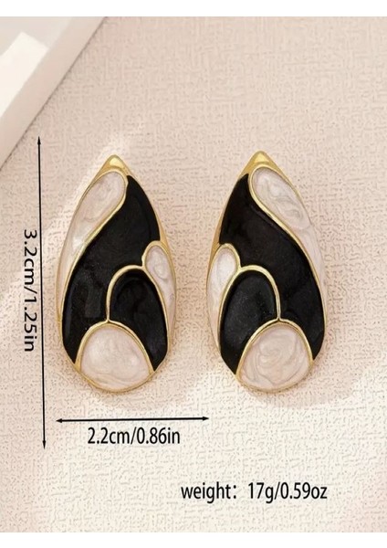 14K Altın Kaplama Renk Bloklu Damla Küpe indirimleri