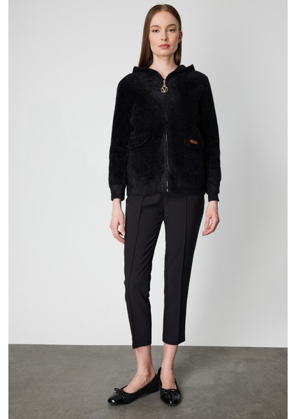 Kadın Kapak Cepli Peluş Hırka 60936 Siyah modelleri