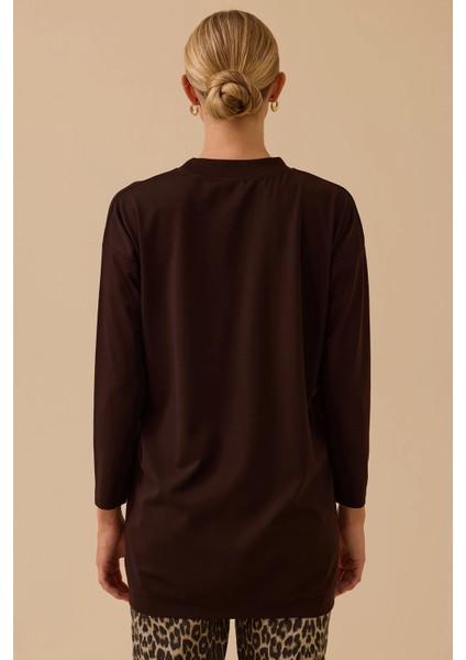 Kadın Sıfır Yaka Basic Tunik 1025 Kahverengi fırsatları
