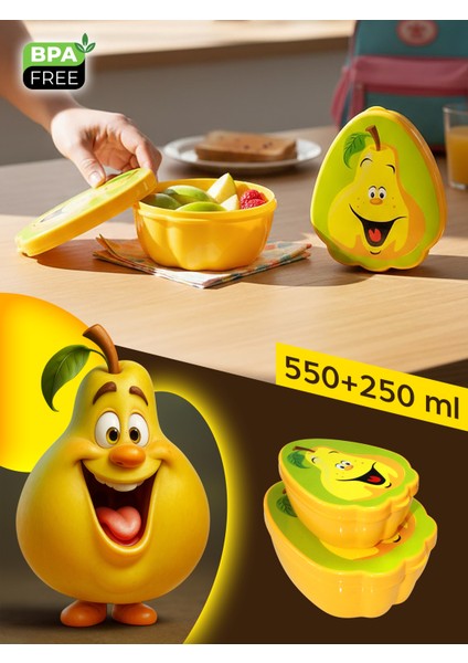 Saklama Kabı 2'li - Meyve Baskılı - 550+250 ml - Bpa Içermez