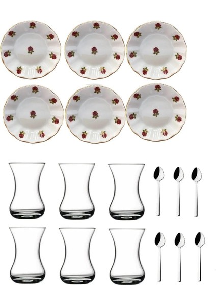 18 Parça Kırmızı Gül Acem Çay Bardağı Takımı 856656566AYBABASTORE fiyatları