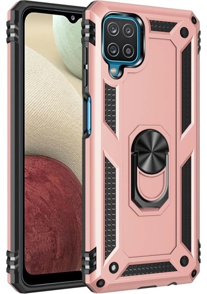 Buğz Samsung Galaxy A22 Kılıf Sofya Yüzüklü Silikon Kapak - Rose