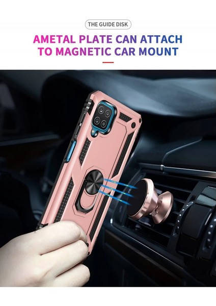 Buğz Samsung Galaxy A22 Kılıf Sofya Yüzüklü Silikon Kapak - Rose