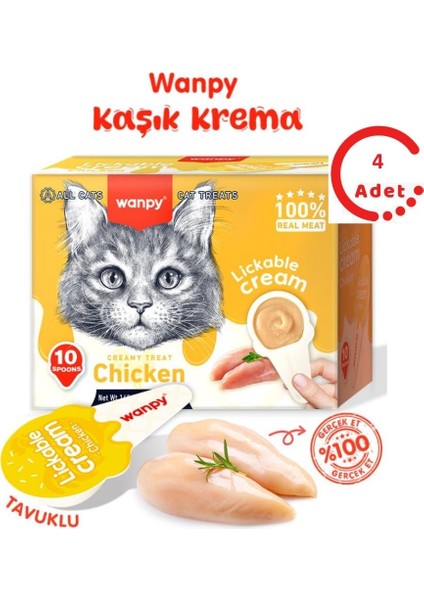 Tavuklu Kaşık Krema Kedi Ödül Maması 10X16GR x 4 Adet