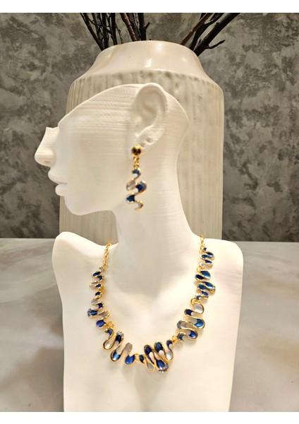 Taşlı Geometrik Kolye Küpe Seti indirimleri