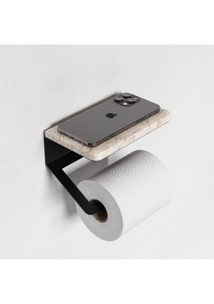 Mermer Detaylı Paslanmaz Çelik Havluluk, Yapışkan & Vida Montaj Seçeneği-Wc Kağıdı Askısı Yapışkanlı
