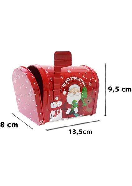 Yılbaşı Temalı Posta Kutusu Tasarımlı Metal Hediye Kutusu 13 cm modelleri