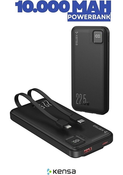 Kp-86 Kendinden Kablolu Hızlı Şarj 10.000 Mah Powerbank