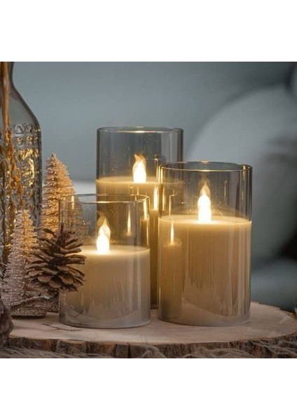 CT-8433 Prag 3'lü Mum Set Masa Lambası Günışığı
