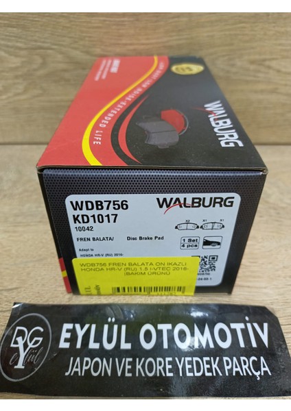 WDB756 45022T8MG00 45022-T2G-A00 Fren Balata On Ikazlı Honda Hr-V (Ru) 1.5 I-Vtec 2016- | fiyatları