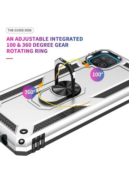 Buğz Samsung Galaxy A22 Kılıf Sofya Yüzüklü Silikon Kapak - Gümüş