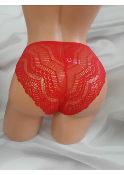 yeniyıl Kırmızı Dantelli Yanları Şeritli Arkası Sırf Dantelden Oluşan Kadın Brezilian Külot %90 Cotton %10 Elastan fiyatları