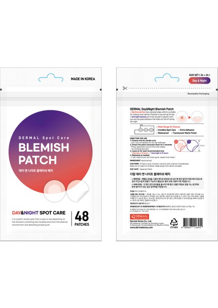 Dermal Day Night Blemish Bölgesel Bakım Bandı Gece & Gündüz 48 Adet