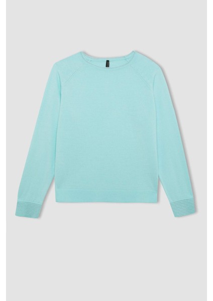 Regular Fit Bisiklet Yaka Simli Triko Kazak Tunik