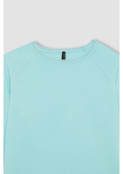 Regular Fit Bisiklet Yaka Simli Triko Kazak Tunik