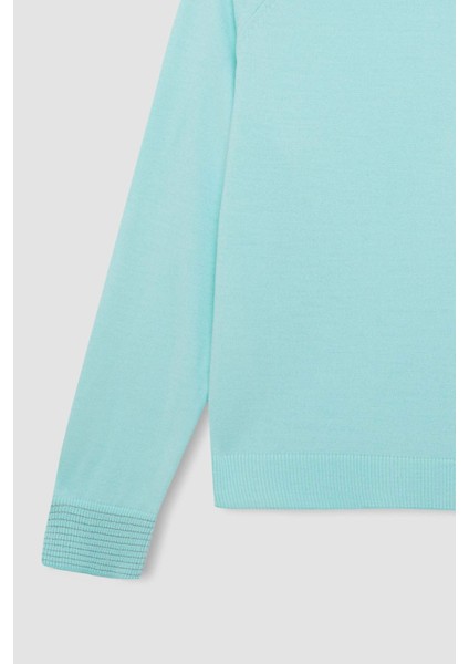 Regular Fit Bisiklet Yaka Simli Triko Kazak Tunik