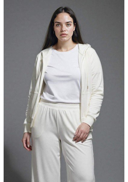 Relax Fit Kapüşonlu Cepli Basic Düz Fermuarlı Sweatshirt