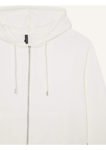 Relax Fit Kapüşonlu Cepli Basic Düz Fermuarlı Sweatshirt