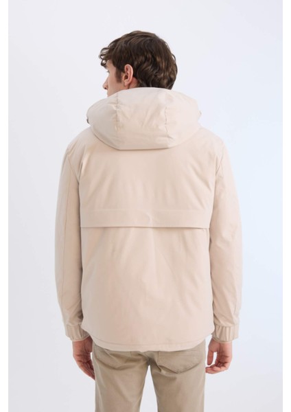 Su İtici Slim Fit Dar Kesim Kapüşonlu Fermuarlı Çıtçıt Kapamalı Cepli Mont C7443AX24WN