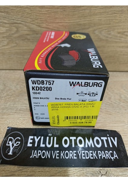 WDB757 43022-TBA-A02 DG9C2M007HA 43022T8MG01 Fren Balata Ikazlı Arka Honda Cıvıc x (Fc) 1.6i 2016- fiyatları