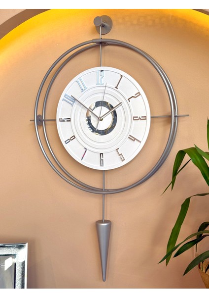 Gümüş-Büyük Boy) - Lavinya (12-24H) Exclusive (Özel Kadran Tasarım) - Modern Dekoratif Duvar Saati modelleri