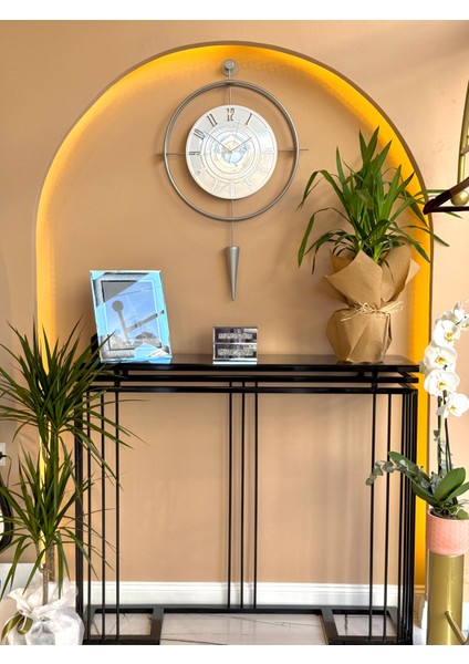 Gümüş-Büyük Boy) - Lavinya (12-24H) Exclusive (Özel Kadran Tasarım) - Modern Dekoratif Duvar Saati fırsatları