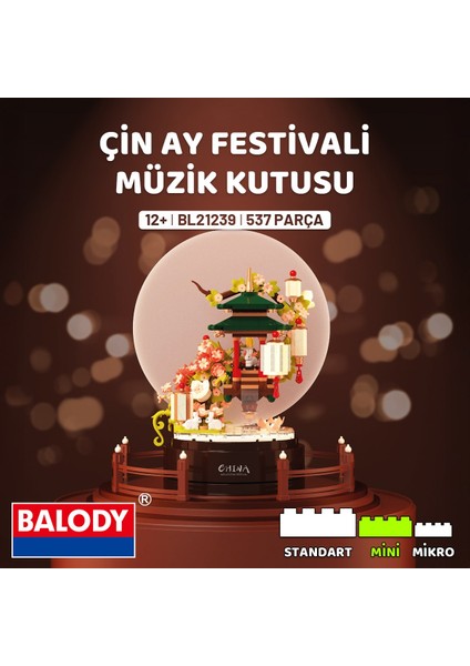 Çin Geleneksel Fener Müzik Kutusu Yapı Bloğu Seti 537 Parça