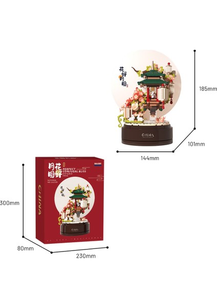Çin Geleneksel Fener Müzik Kutusu Yapı Bloğu Seti 537 Parça