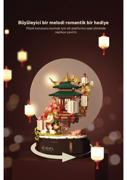 Çin Geleneksel Fener Müzik Kutusu Yapı Bloğu Seti 537 Parça