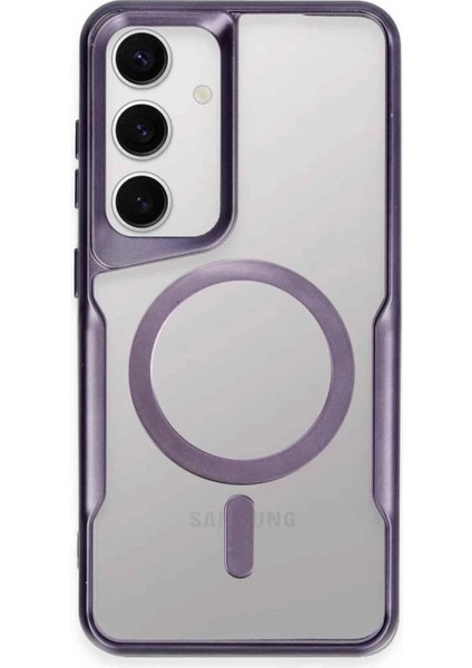 Buğz Samsung Galaxy S24 Kılıf Boyi Magsafe Silikon Kapak - Derin Mor