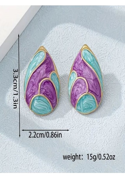 14K Altın Kaplama Renk Bloklu Damla Küpe modelleri