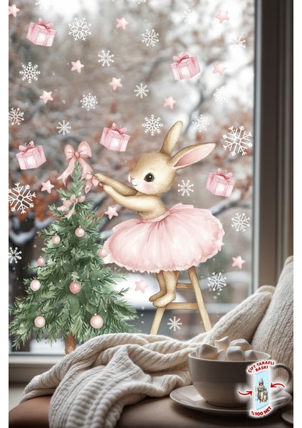 Çift Taraflı Sevimli Tavşan ve Çam Ağacı Yılbaşı Cam Sticker Seti – 74 Parça, Çocuk Odası & Yeni Yıl fiyatları