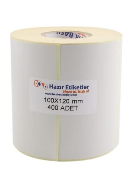 Hazır Al Hızlı Al Kargo Etiketi Eko Termal Etiket 100MM x 120MM Ruloda 400 Adet 40MM Çapında Direk Termal Transfer Etiketi