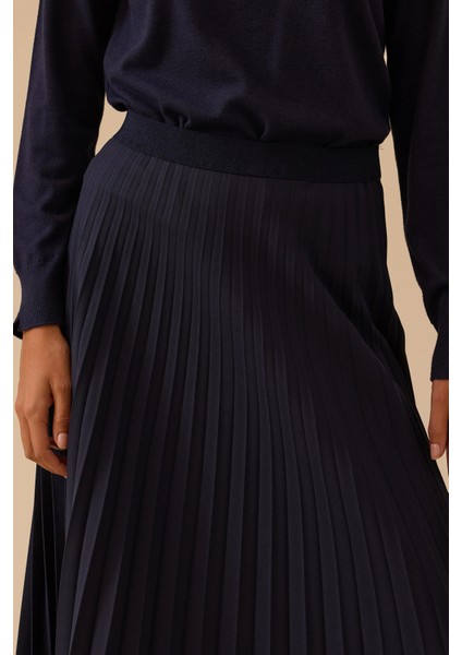Kadın Esnek Bel Pliseli Basic Etek 1019 Lacivert fiyatları